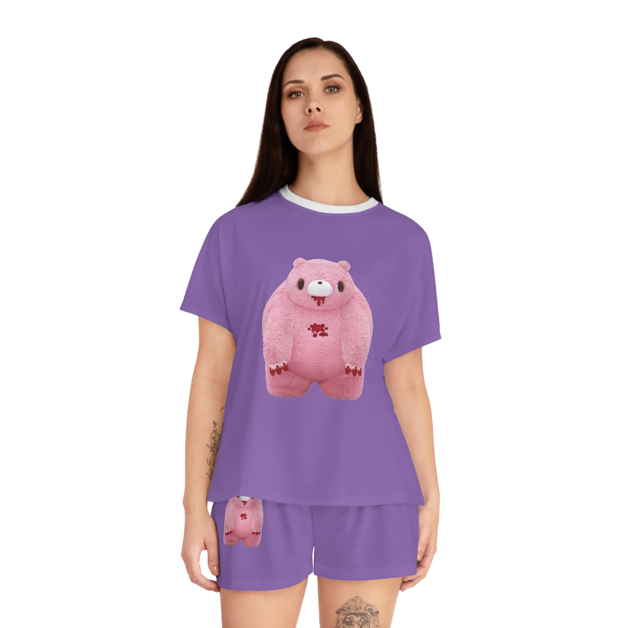 Chubby Gloomy Bear Y2K - Women's Short Pajama Set (AOP) - Image 2