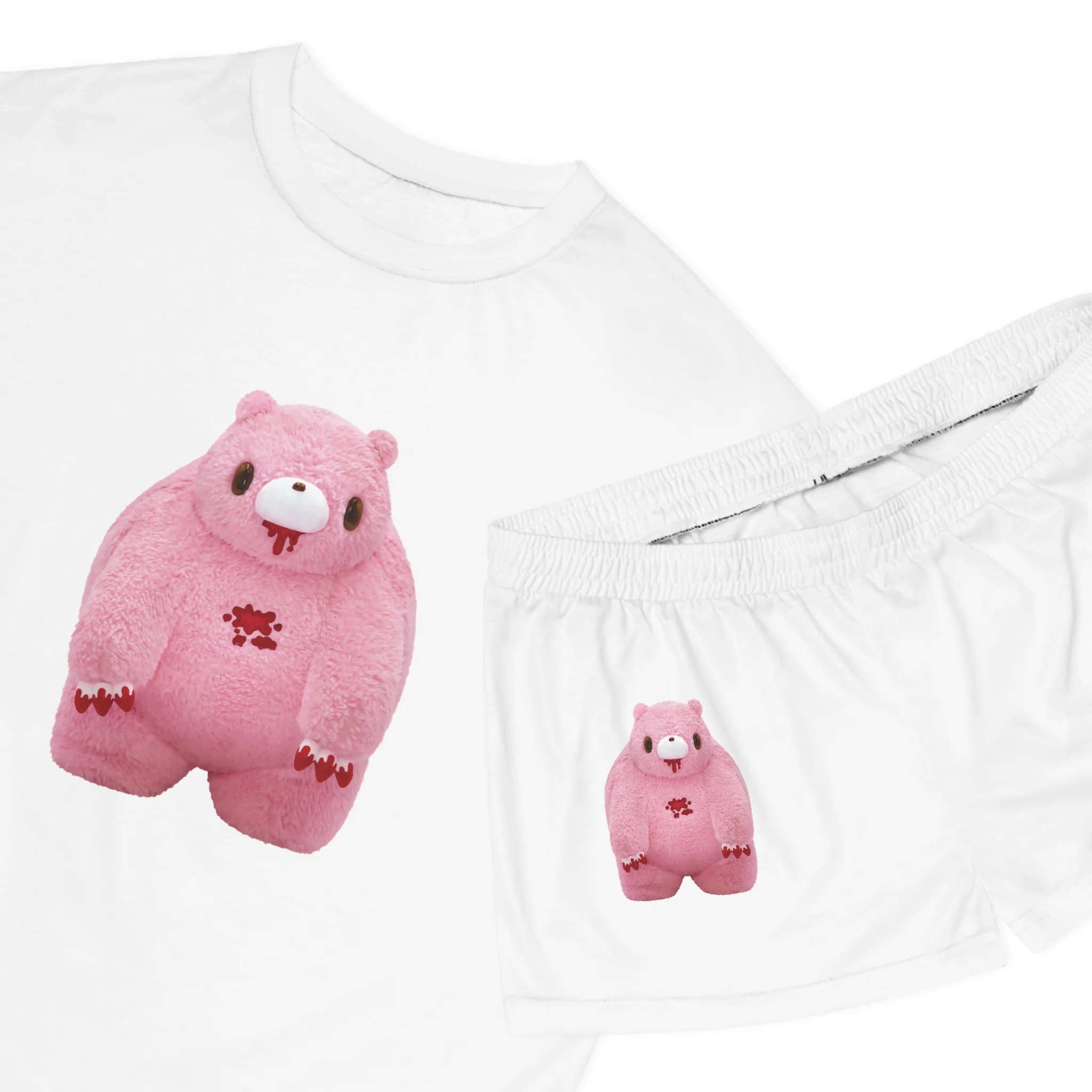 Chubby Gloomy Bear Y2K - Women's Short Pajama Set (AOP) - Image 4