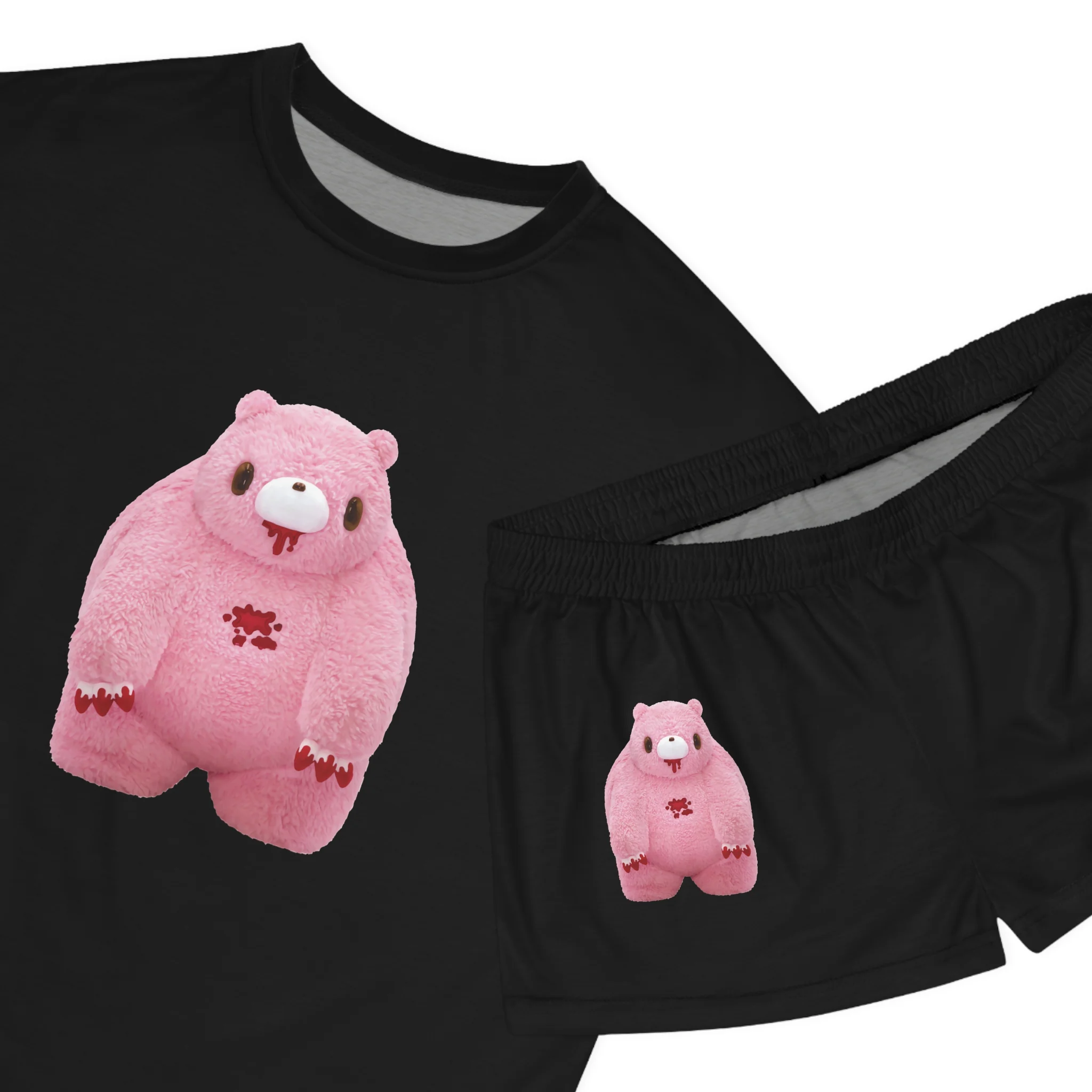 Chubby Gloomy Bear Y2K - Women's Short Pajama Set (AOP) - Image 4
