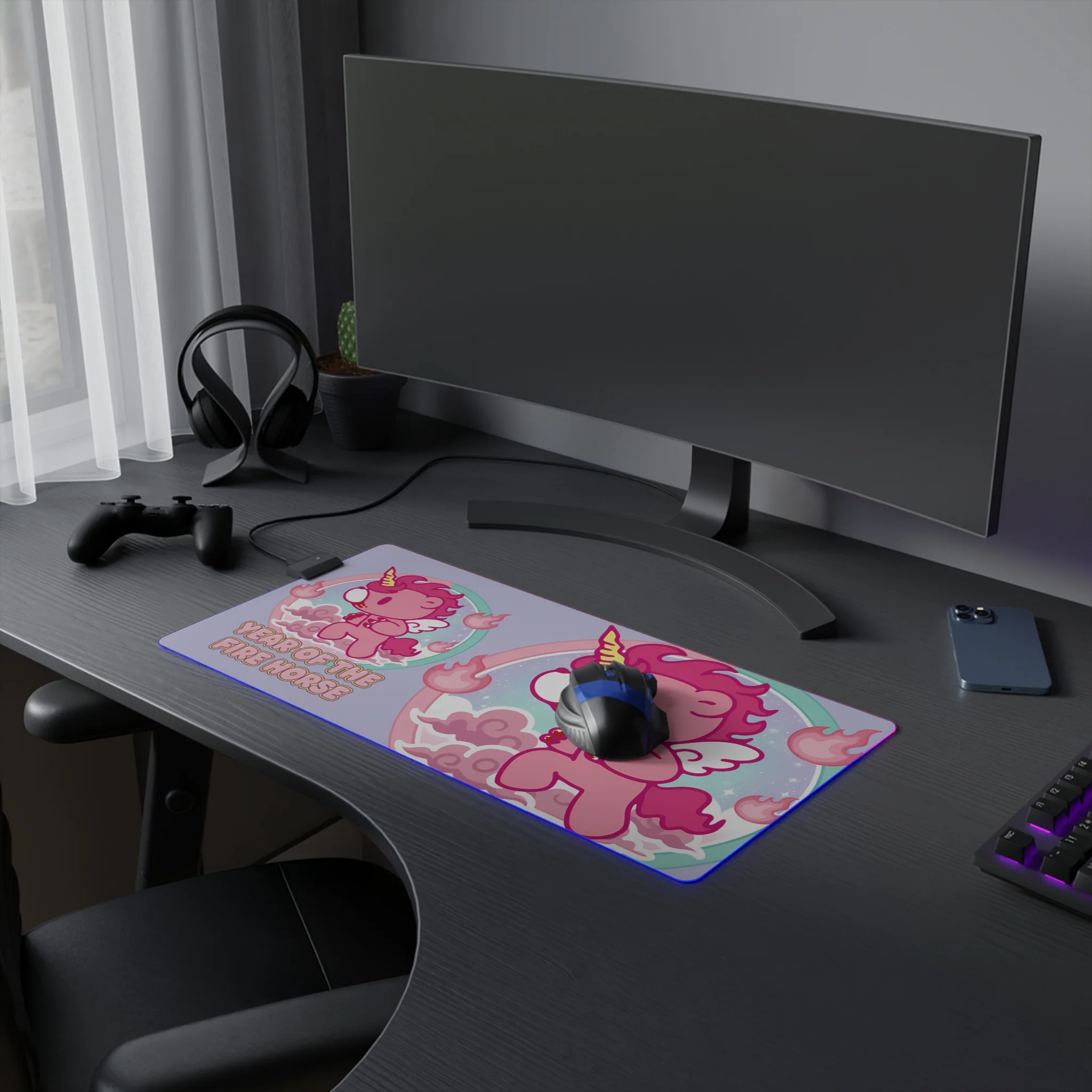 Fire Horse Gloomy Bear LED Gaming Mouse Pad - Image 9