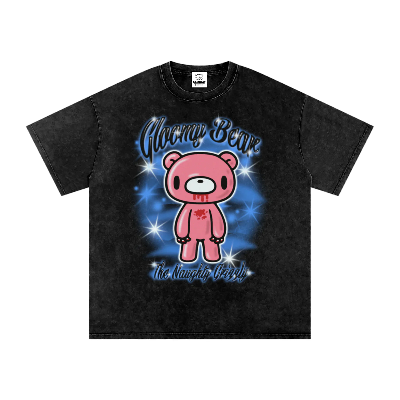 Gloomy Bear Airbrush Acid Wash T-Shirt - Image 2