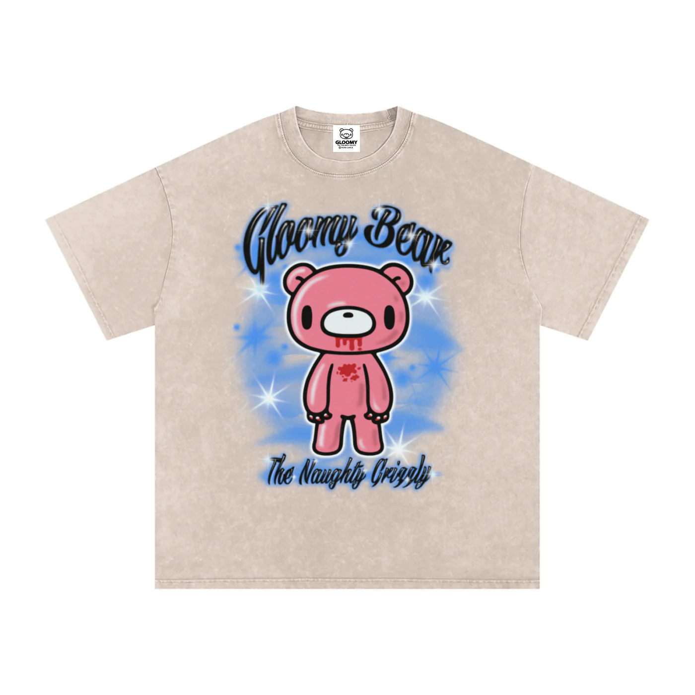 Gloomy Bear Airbrush Acid Wash T-Shirt - Image 2
