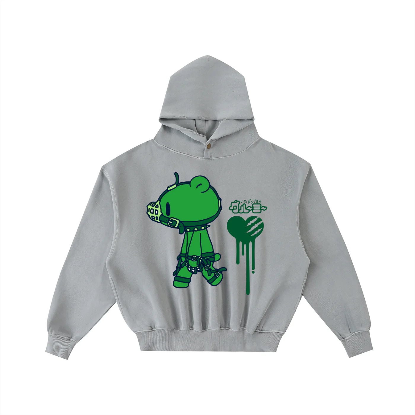 Gloomy Bear Frayed Enzyme Washed Fleece Hoodie - Image 3