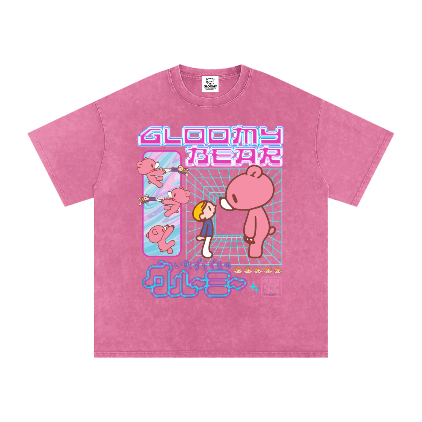Gloomy Bear Neon Streetwear Acid Wash T-Shirt - Image 3