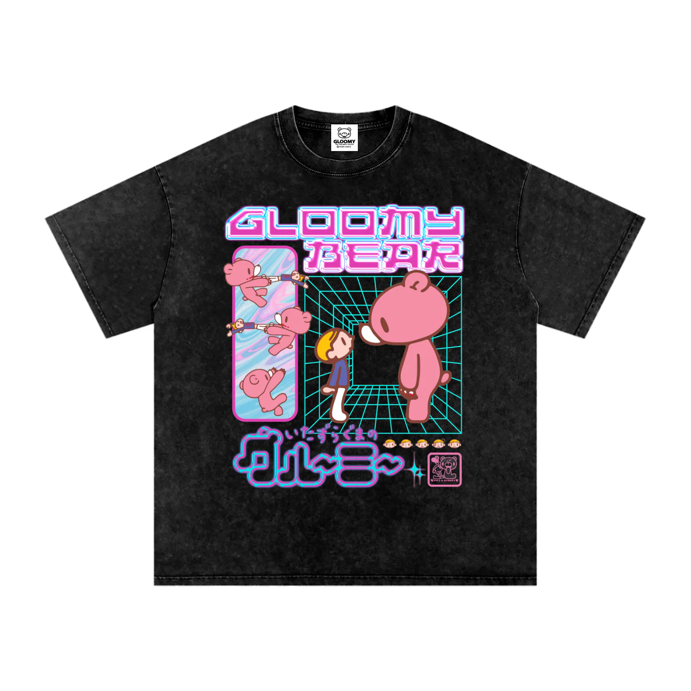 Gloomy Bear Neon Streetwear Acid Wash T-Shirt - Image 5