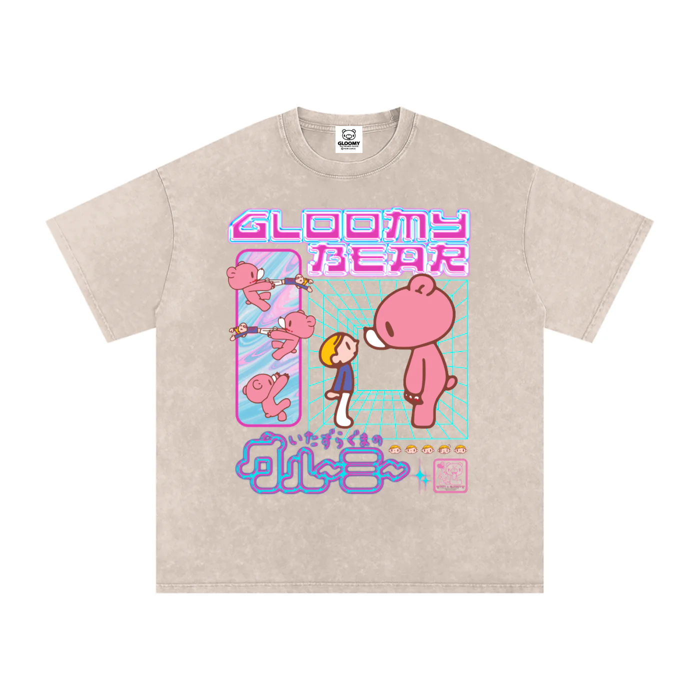 Gloomy Bear Neon Streetwear Acid Wash T-Shirt - Image 7