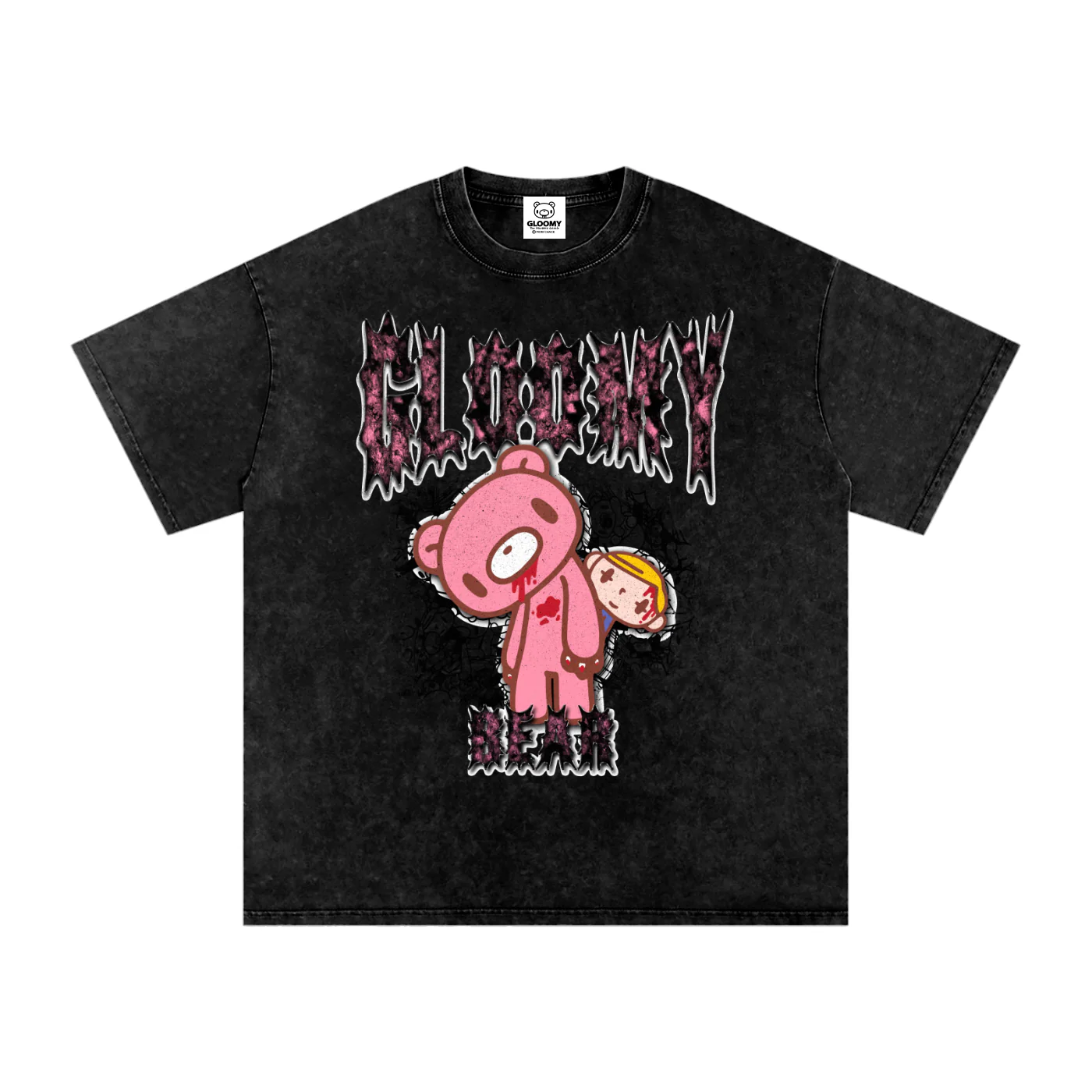 Gloomy Bear Pity Metal Acid Wash T-Shirt