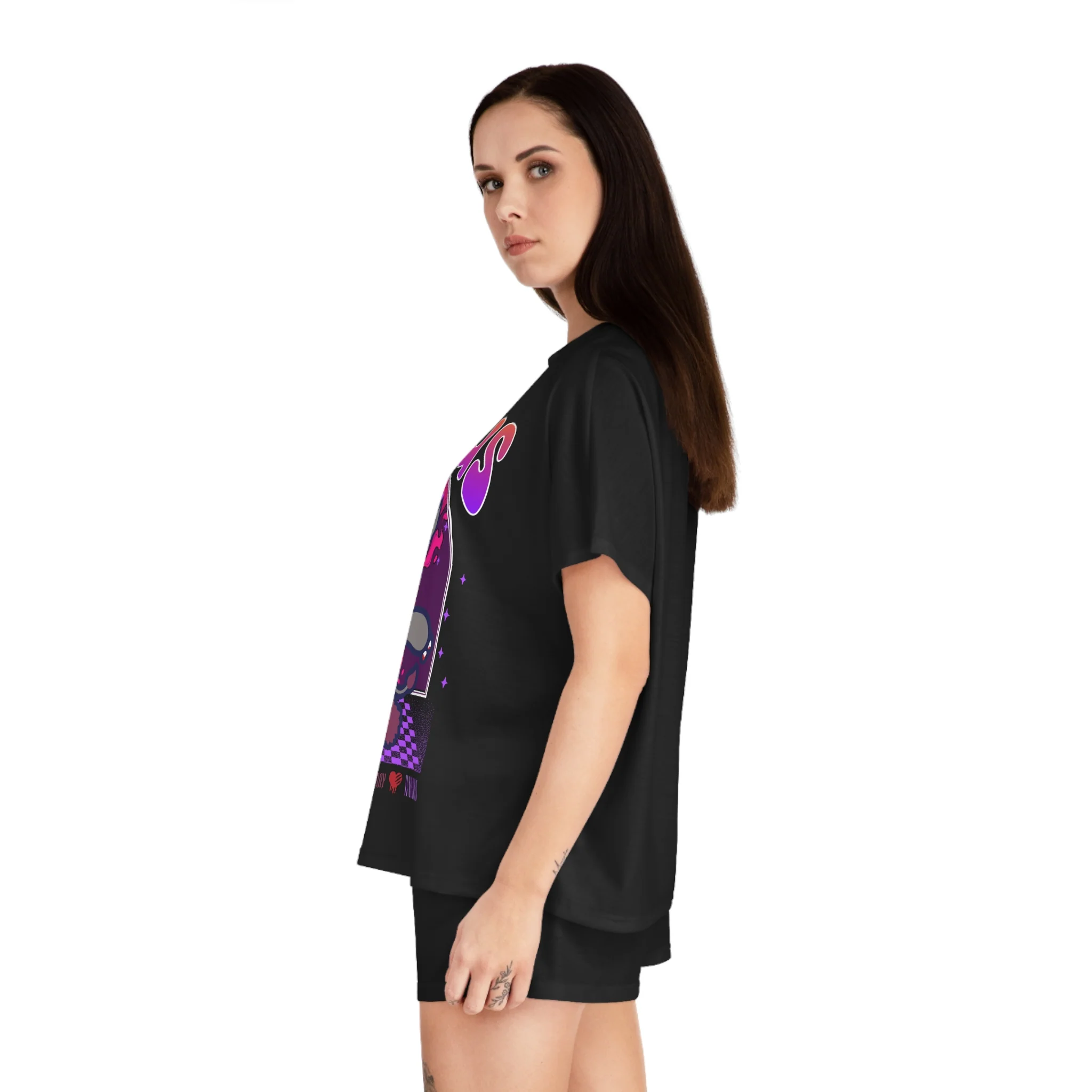 Gloomy Taurus Zodiac Women's Short Pajama Set (AOP) - Image 5