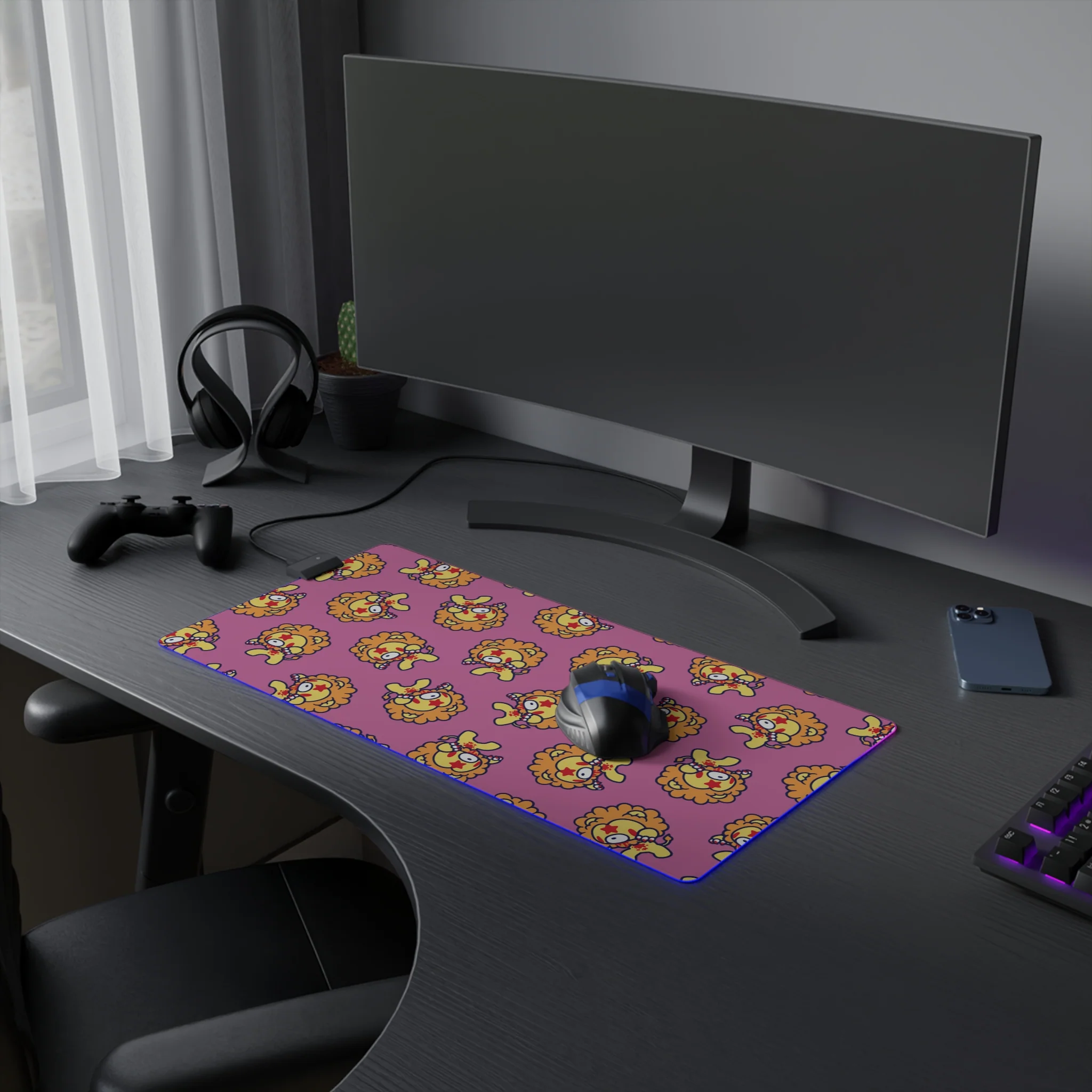 Leo Zodiac gloomy bear LED Gaming Mouse Pad - Image 5