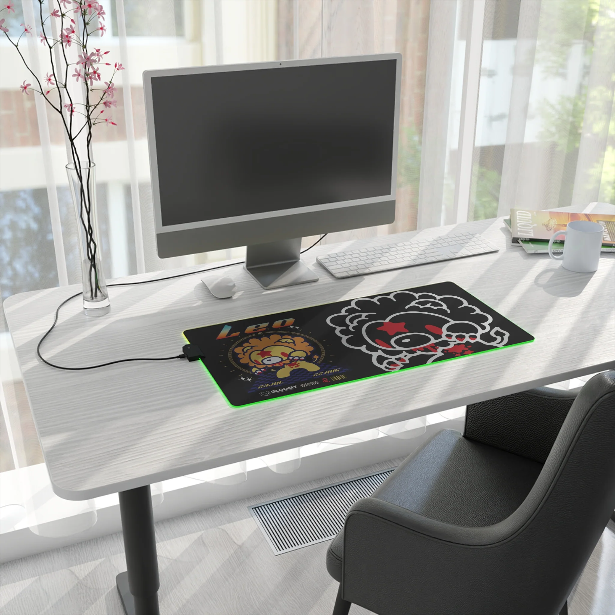 Leo Zodiac gloomy bear LED Gaming Mouse Pad - Image 6