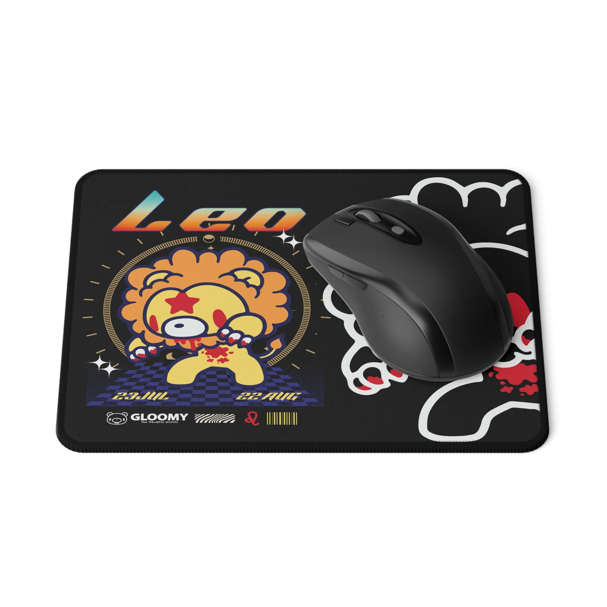 Leo Zodiac Gloomy  Bear Non-Slip Gaming Mouse Pad - Image 3