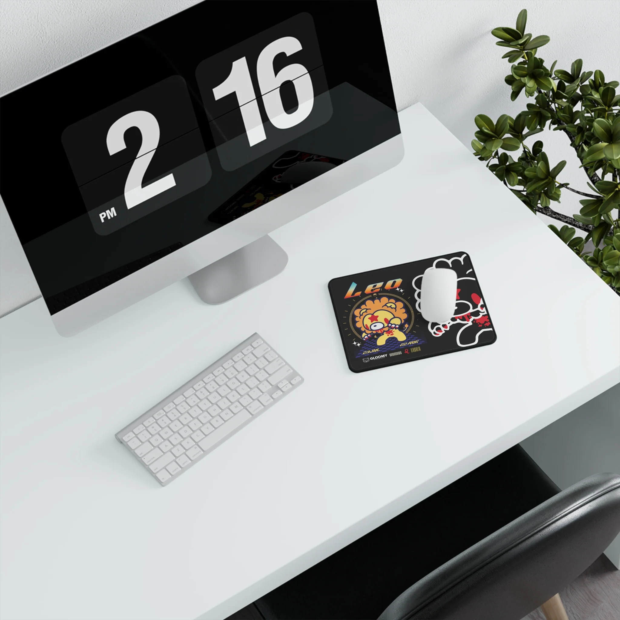 Leo Zodiac Gloomy  Bear Non-Slip Gaming Mouse Pad - Image 4