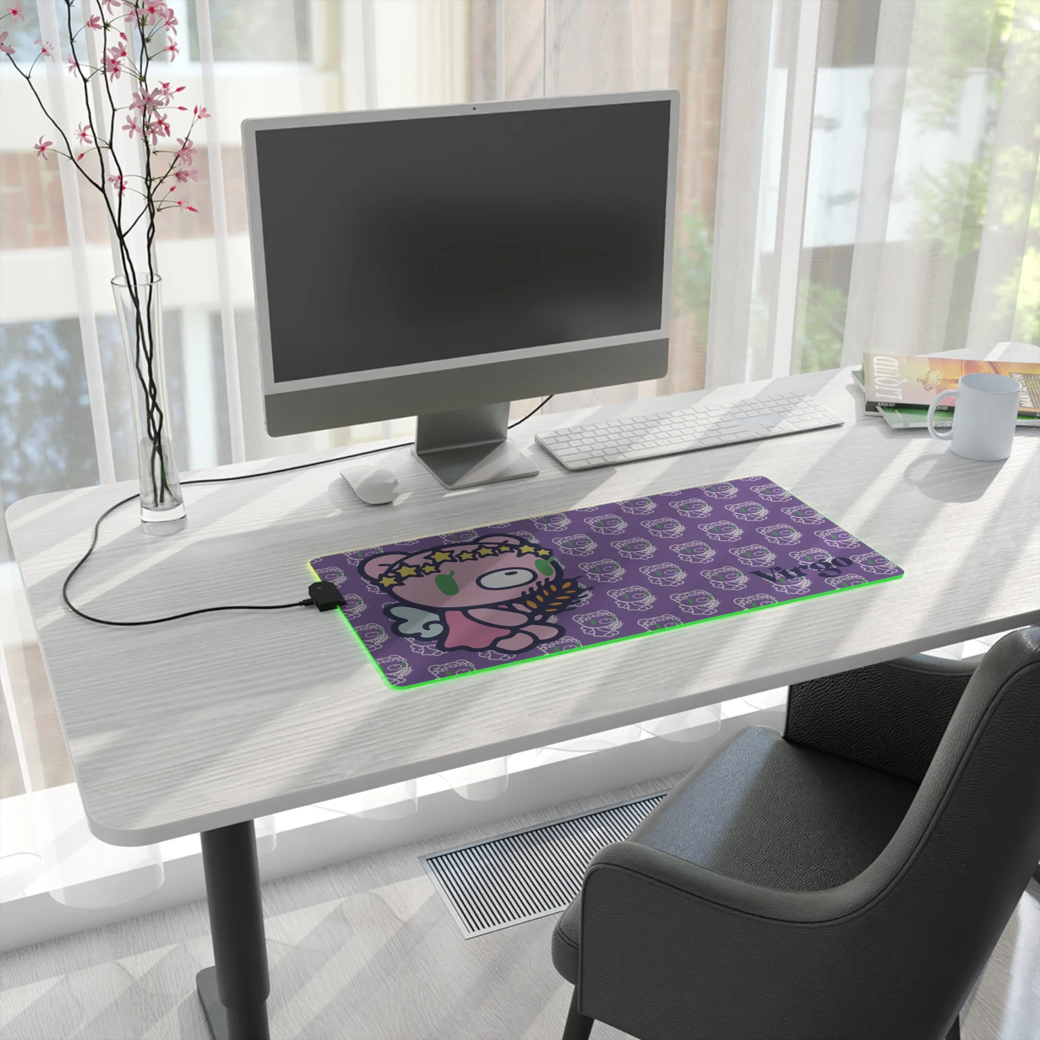 Virgo Zodiac gloomy bear LED Gaming Mouse Pad - Image 6